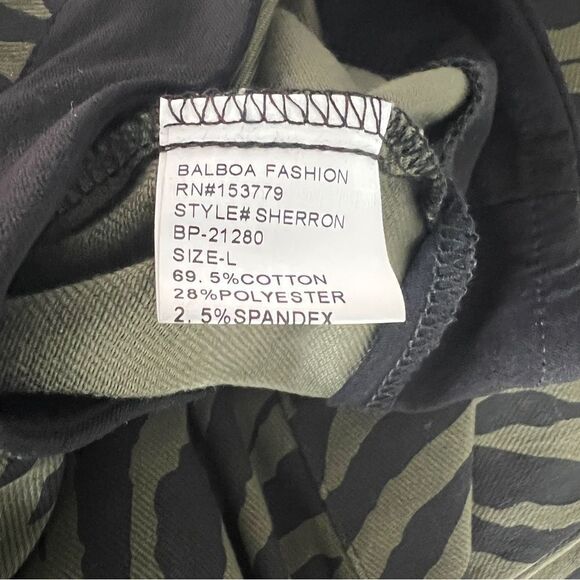 BALBOA Two Pieces Green Military Print, Top Crop Sleeveless Pant High Waisted L - Picture 9 of 9